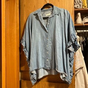 Zara Ruffle Denim Top
